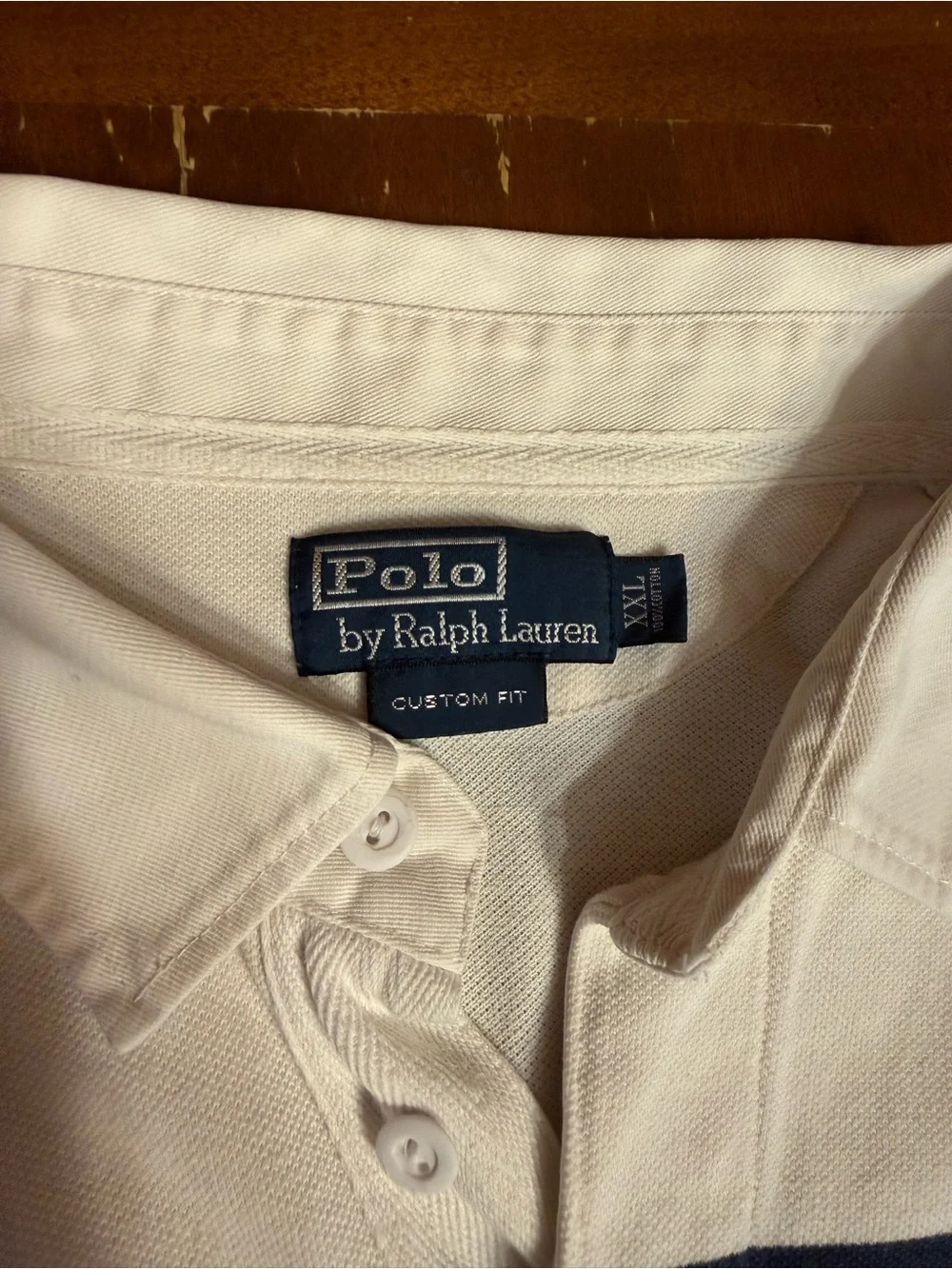 Polo Ralph Lauren Rugby Polo Shirt Men’s XL Custom Fit Navy White Stripe
